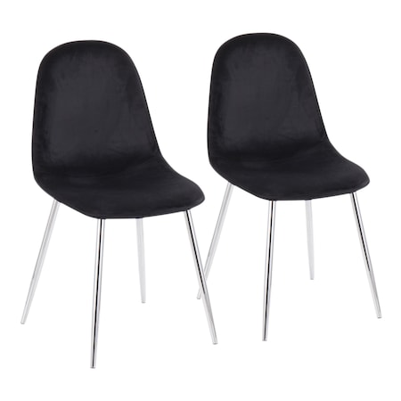 Pebble Chair In Chrome And Black Velvet, PK 2